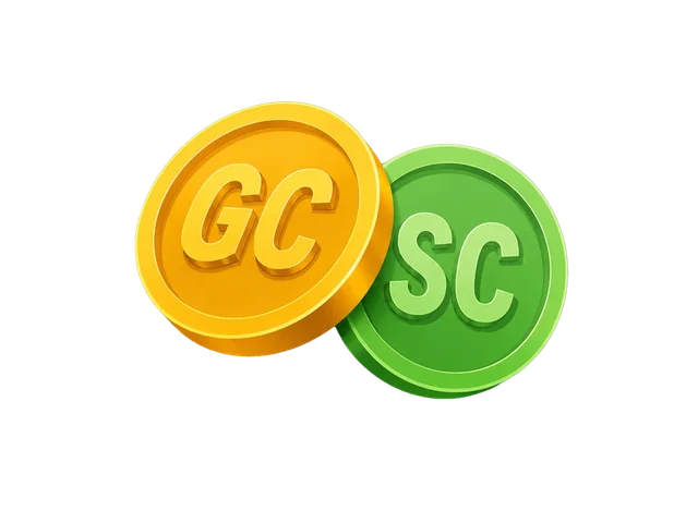 Gold and green sweepstakes coins