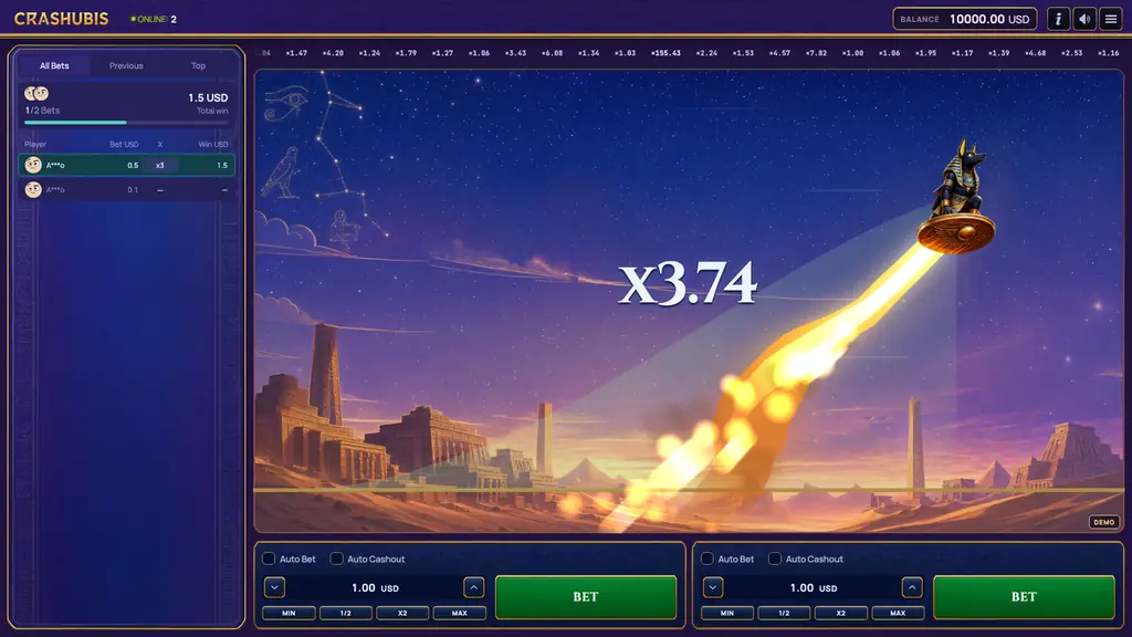 The Crash game running in a browser