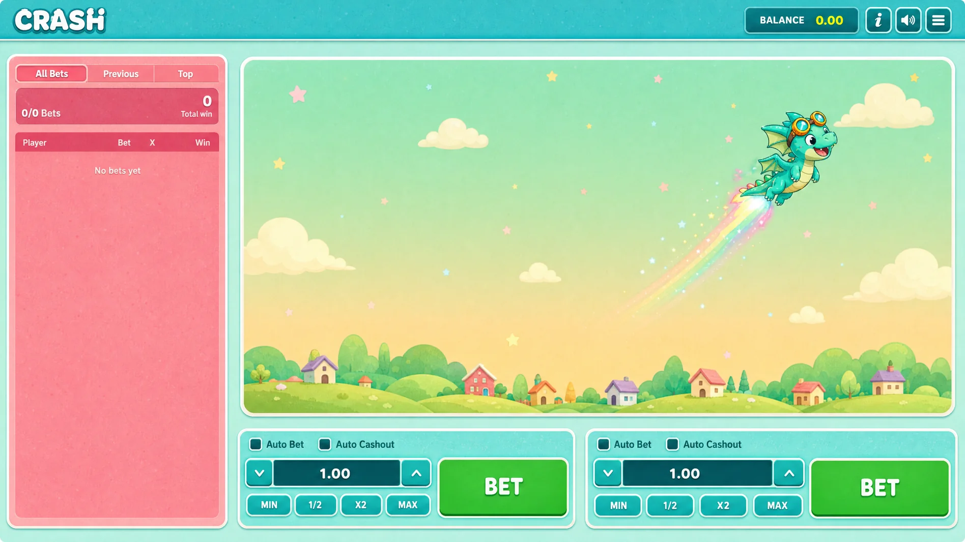 The Crash game running in a browser